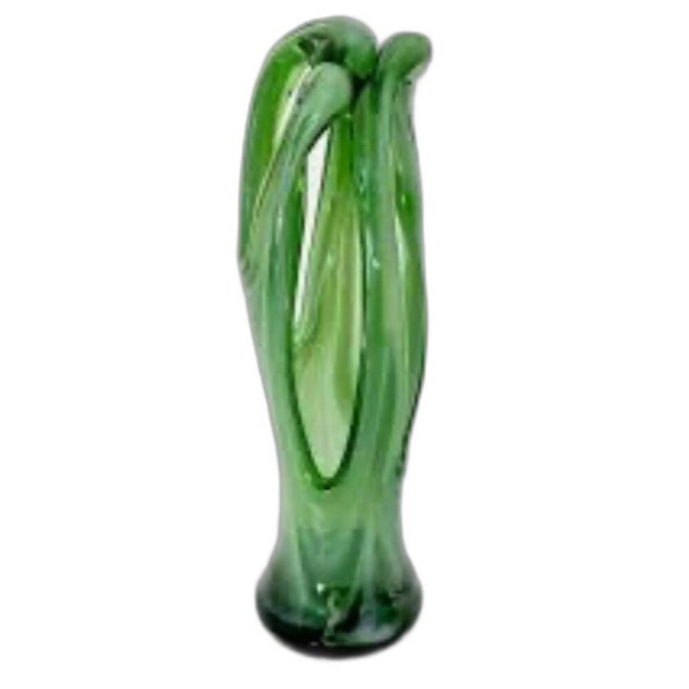 MAEXSA Hand Blown Green Art Hand-Blown Mexican Glass 8" Vase Vintage Retro